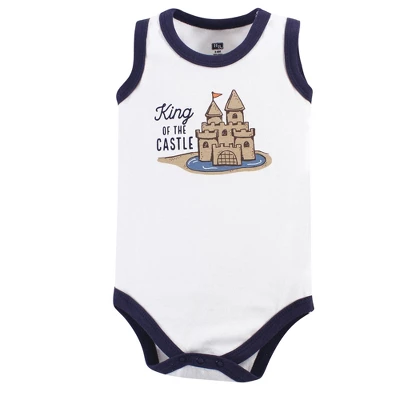 Hudson Baby Infant Boy Cotton Sleeveless Bodysuits 5pk, Sandcastle 2 Hudson Baby Infant Boy Cotton Sleeveless Bodysuits 5pk, Sandcastle - Image 2