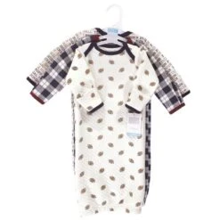 Hudson Baby Infant Boy Quilted Cotton Long-Sleeve Gowns 3pk, Football, 0-6 Months