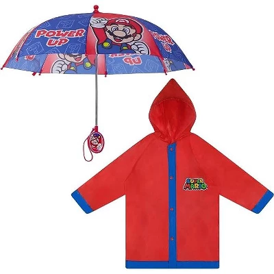 Super Mario Boy's Umbrella And Raincoat Set, Kids Ages 4-7 6 Super Mario Boy's Umbrella And Raincoat Set, Kids Ages 4-7 - Image 6