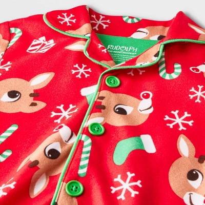 Toddler Rudolph The Red-Nosed Reindeer Christmas Coat Pajama Set - Red 2 Toddler Rudolph The Red-Nosed Reindeer Christmas Coat Pajama Set - Red - Image 2