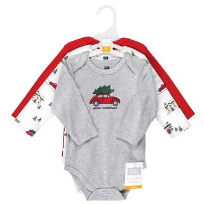 Hudson Baby Unisex Baby Cotton Long-Sleeve Bodysuits, Christmas Scene 1 Hudson Baby Unisex Baby Cotton Long-Sleeve Bodysuits, Christmas Scene