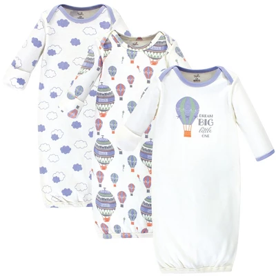 Touched By Nature Baby Boy Organic Cotton Long-Sleeve Gowns 3pk, Hot Air Balloon 4 Touched By Nature Baby Boy Organic Cotton Long-Sleeve Gowns 3pk, Hot Air Balloon - Image 4