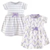 Touched By Nature Baby And Toddler Girl Organic Cotton Short-Sleeve Dresses 2pk, Lavender