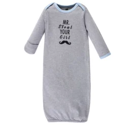 Hudson Baby Infant Boy Cotton Long-Sleeve Gowns 4pk, Handsome Fella, 0-6 Months