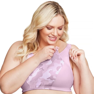 Glamorise Womens Custom Control Sports Wirefree Bra 1166 Pink Camo Print 2 Glamorise Womens Custom Control Sports Wirefree Bra 1166 Pink Camo Print - Image 2