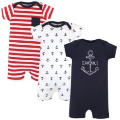 Hudson Baby Infant Boy Cotton Rompers 3pk, Captain -ActiveMode Sales Store GUEST 13780f32 0903 4e4c 8826 0f137c513b68