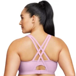 Glamorise Womens Zip Up Front-Closure Sports Wirefree Bra 9266 Lavender