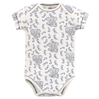 Touched By Nature Baby Boy Organic Cotton Bodysuits 5pk, Elephant 3 Touched By Nature Baby Boy Organic Cotton Bodysuits 5pk, Elephant - Image 3