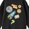 Scooby-Doo Scooby Doo Random Badges Youth Black Crew Neck Sweatshirt