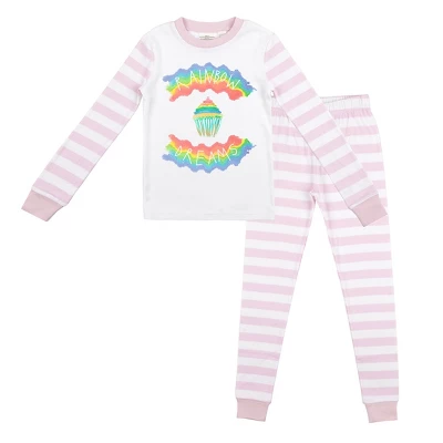 Bioworld Rainbow Dreams Youth Girls Pink & White Striped Long Sleeve Shirt & Sleep Pants Set 4 Bioworld Rainbow Dreams Youth Girls Pink & White Striped Long Sleeve Shirt & Sleep Pants Set - Image 4