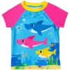 Pinkfong Baby Shark Girls Rash Guard Tankini Top And Bikini Bottom 3 Piece Swimsuit Set Toddler
