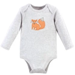 Hudson Baby Cotton Long-Sleeve Bodysuits 5pk, Gray Forest