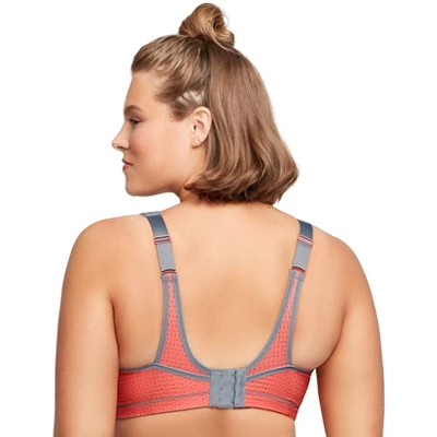 Glamorise Womens No-Bounce Camisole Elite Sports Wirefree Bra 1067 Gray/Coral 1 Glamorise Womens No-Bounce Camisole Elite Sports Wirefree Bra 1067 Gray/Coral