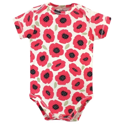 Touched By Nature Baby Girl Organic Cotton Bodysuits 5pk, Poppy 3 Touched By Nature Baby Girl Organic Cotton Bodysuits 5pk, Poppy - Image 3