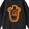 Five Nights At Freddy's Freddy Face With Orange Border Crew Neck Long Sleeve Black Youth Sweatshirt