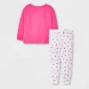 Elle Olivia Toddler Girls' 2pc Peace Fingers Pajama Set - Vibrant Pink