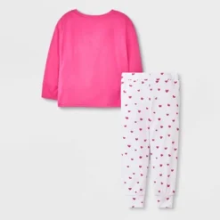 Elle Olivia Toddler Girls' 2pc Peace Fingers Pajama Set - Vibrant Pink