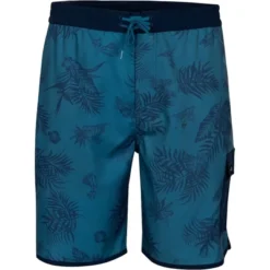 Reel Life Bal Harbor Tonal Hula Boardwalk Shorts - Real Teal