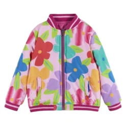 Andy & Evan Toddler Girls Floral Bomber Jacket