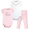 Little Treasure Baby Girl Cotton Bodysuit And Pant Set, Princess