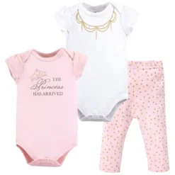 Little Treasure Baby Girl Cotton Bodysuit And Pant Set, Princess