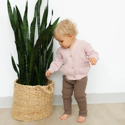 Grayson Collective Baby Girls' Cardigan & Ribbed Leggings Set - Light Pink/Brown 6 Grayson Collective Baby Girls' Cardigan & Ribbed Leggings Set - Light Pink/Brown - Image 6