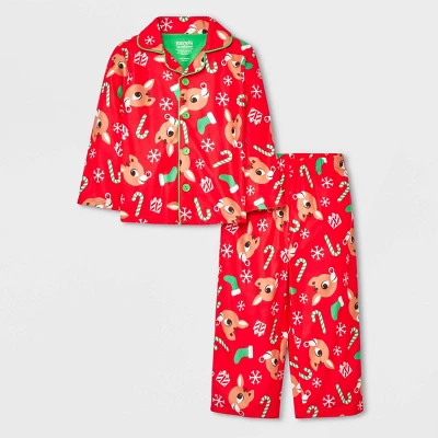 Toddler Rudolph The Red-Nosed Reindeer Christmas Coat Pajama Set - Red 3 Toddler Rudolph The Red-Nosed Reindeer Christmas Coat Pajama Set - Red - Image 3