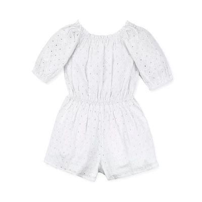 Hope & Henry Girls' Organic Cotton Puff Sleeve Eyelet Romper, Infant 2 Hope & Henry Girls' Organic Cotton Puff Sleeve Eyelet Romper, Infant - Image 2