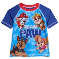 Paw Patrol Rubble Marshall Chase Pullover Rash Guard And Swim Trunks Outfit Set Toddler