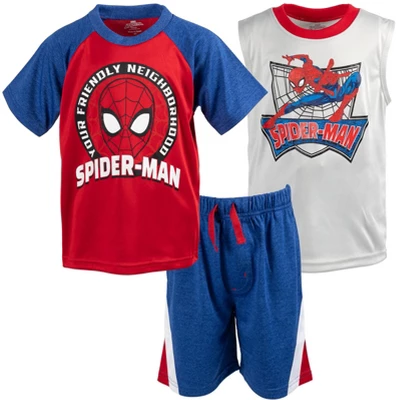 Marvel Spider-Man Graphic T-Shirt Tank Top And Shorts 3 Piece Outfit Set 9 Marvel Spider-Man Graphic T-Shirt Tank Top And Shorts 3 Piece Outfit Set - Image 9
