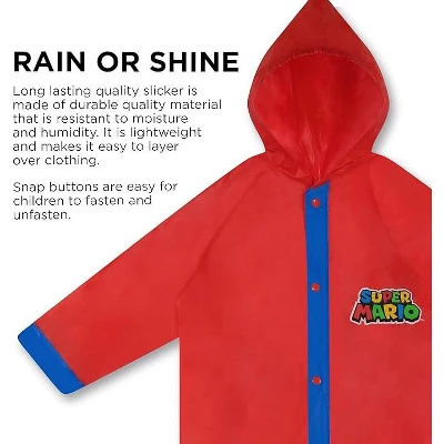 Super Mario Boy's Umbrella And Raincoat Set, Kids Ages 4-7 2 Super Mario Boy's Umbrella And Raincoat Set, Kids Ages 4-7 - Image 2