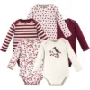 Touched By Nature Baby Girl Organic Cotton Long-Sleeve Bodysuits 5pk, Berry Branch