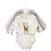 Hudson Baby Unisex Baby Cotton Long-Sleeve Bodysuits, Rustic Safari
