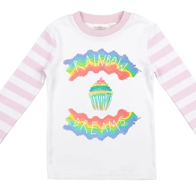 Bioworld Rainbow Dreams Youth Girls Pink & White Striped Long Sleeve Shirt & Sleep Pants Set 2 Bioworld Rainbow Dreams Youth Girls Pink & White Striped Long Sleeve Shirt & Sleep Pants Set - Image 2