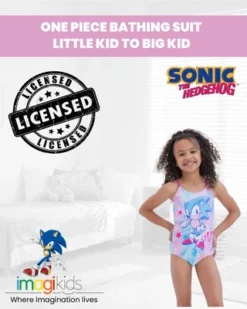 SEGA Sonic The Hedgehog Girls One Piece Bathing Suit Little Kid To Big Kid
