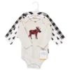 Hudson Baby Infant Boy Cotton Long-Sleeve Bodysuits 3pk, Moose