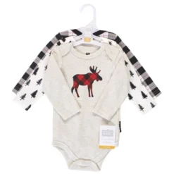 Hudson Baby Infant Boy Cotton Long-Sleeve Bodysuits 3pk, Moose