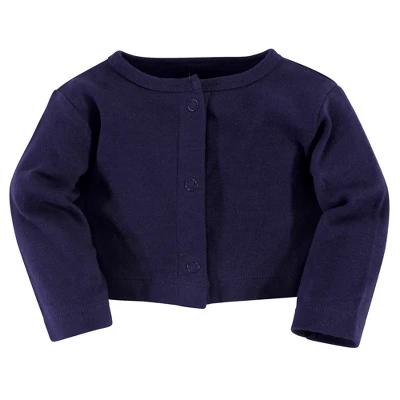 Touched By Nature Baby And Toddler Girl Organic Cotton Dress And Cardigan 2pc Set, Navy Floral 2 Touched By Nature Baby And Toddler Girl Organic Cotton Dress And Cardigan 2pc Set, Navy Floral - Image 2