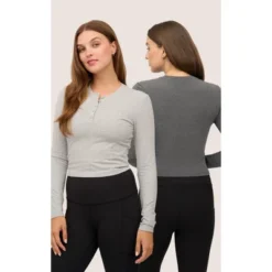 Yogalicious Womens 2 Pack Velvety Heather Valentina Long Sleeve Henley Crop Top 7 Yogalicious Womens 2 Pack Velvety Heather Valentina Long Sleeve Henley Crop Top -ActiveMode Sales Store GUEST 4c9f3712 8fac 4f3f 8994 da57561c9763