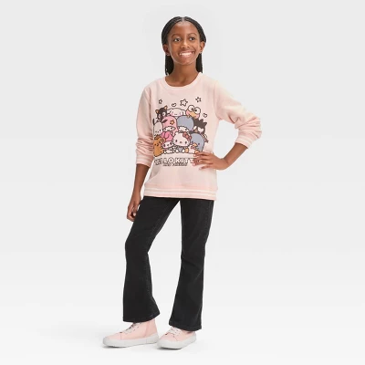 Girls' Hello Kitty & Friends Dreamy Pullover Sweatshirt - Pink 2 Girls' Hello Kitty & Friends Dreamy Pullover Sweatshirt - Pink - Image 2
