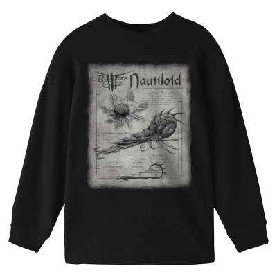 Dungeons & Dragons Nautiloids Design Youth Black Long Sleeve Crew Neck Tee 2 Dungeons & Dragons Nautiloids Design Youth Black Long Sleeve Crew Neck Tee - Image 2