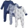 Touched By Nature Baby Boy Organic Cotton Zipper Sleep And Play 3pk, Elephant