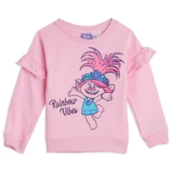 TROLLS Poppy Little Girls Ruffle French Terry T-Shirt Legging Set Pink