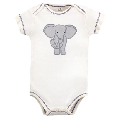 Touched By Nature Baby Boy Organic Cotton Bodysuits 5pk, Elephant 4 Touched By Nature Baby Boy Organic Cotton Bodysuits 5pk, Elephant - Image 4