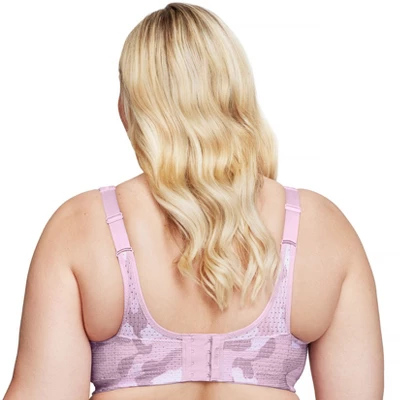 Glamorise Womens Custom Control Sports Wirefree Bra 1166 Pink Camo Print 1 Glamorise Womens Custom Control Sports Wirefree Bra 1166 Pink Camo Print
