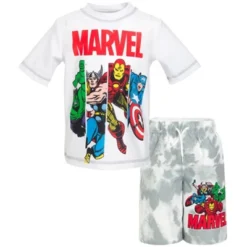 Marvel Avengers Captain America Hulk Spider-Man Thor Iron Man Rash Guard And Swim Trunks Outfit Set Toddler To Big Kid -ActiveMode Sales Store GUEST 5a638662 f5d9 49be 97ae 4ce4dacf580b