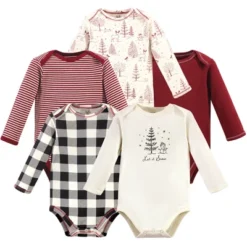Touched By Nature Organic Cotton Long-Sleeve Bodysuits 5pk, Winter Woodland