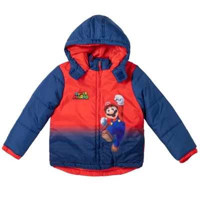 SUPER MARIO Nintendo Toad Bowser Luigi Puffer Jacket Little Kid To Big Kid 2 SUPER MARIO Nintendo Toad Bowser Luigi Puffer Jacket Little Kid To Big Kid - Image 2
