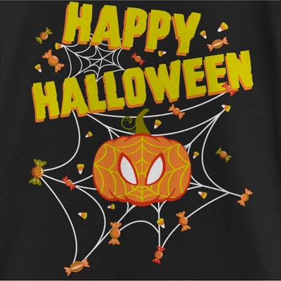 Girl's Marvel Spider-Man Jack-O'-Lantern Happy Halloween T-Shirt 1 Girl's Marvel Spider-Man Jack-O'-Lantern Happy Halloween T-Shirt