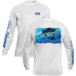 Flying Fisherman Pasta Sailfish Performance Long Sleeve T-Shirt - White